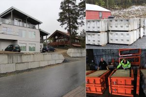 Kollage av betongklosser